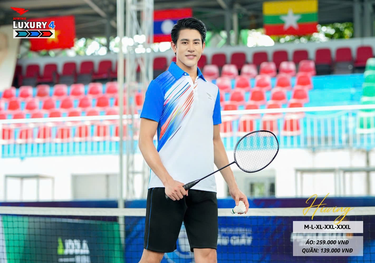 Áo bóng chuyền cầu lông pickleball nam HIWING LUX 4 màu xanh